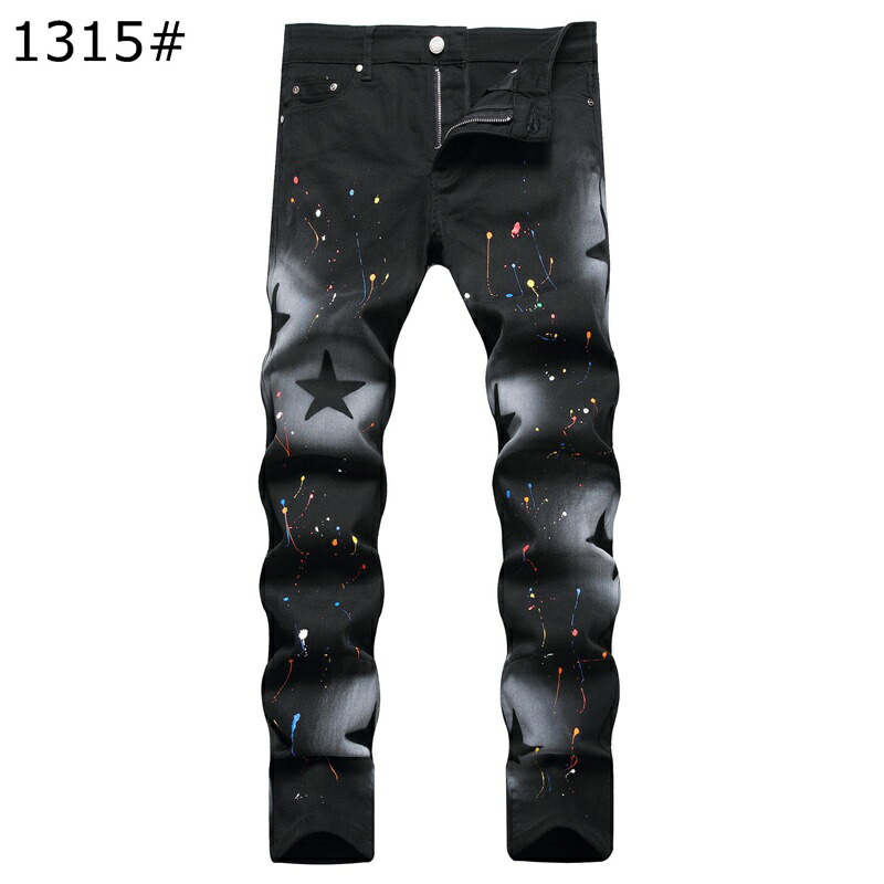 楽天市場】デニムパンツ メンズ ジーンズ ストレート 星柄 プリント