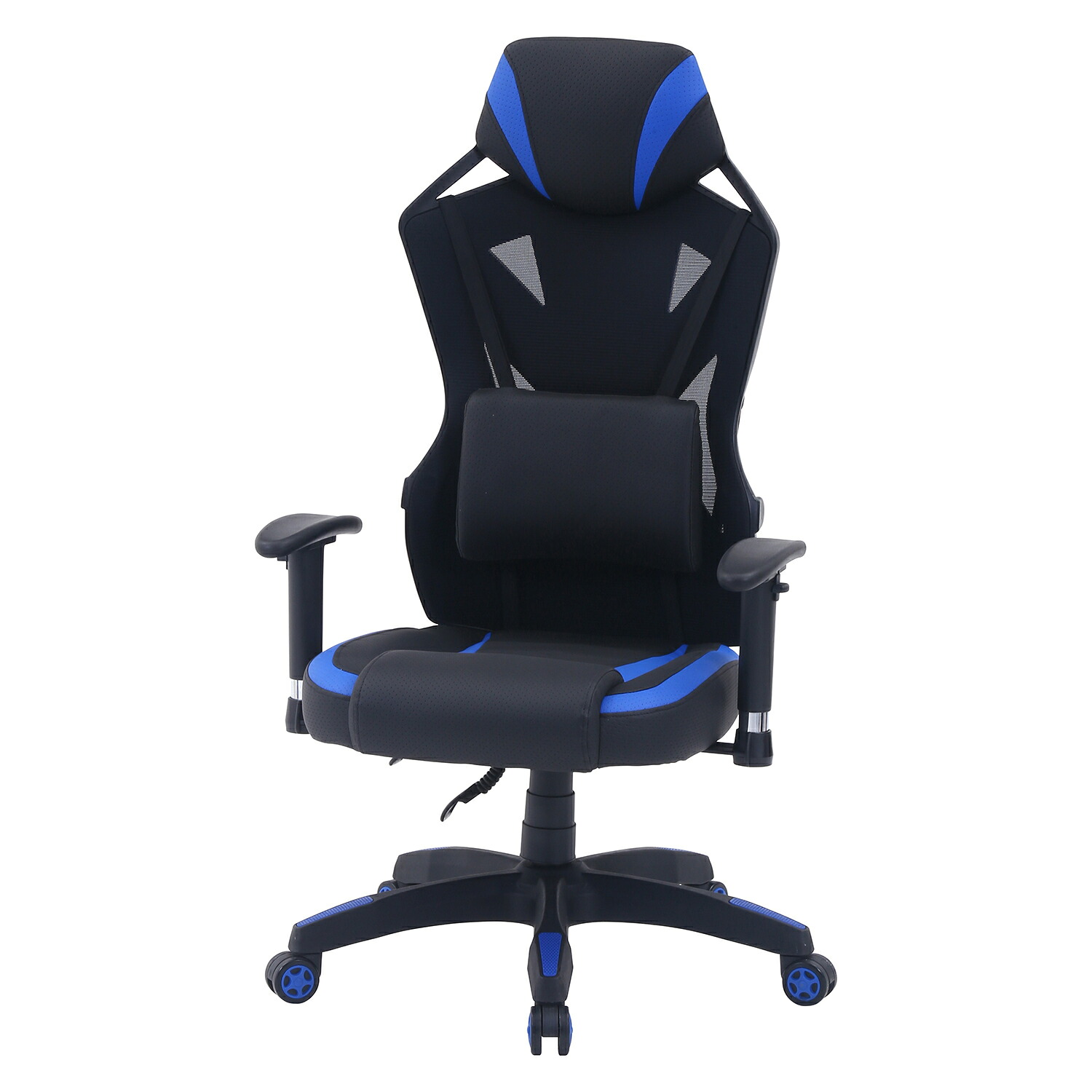 不二貿易 メッシュゲーミングチェア レイズ mm:幅685 奥行655 高さ1180～1255 レッド ブルー C/D19427 JAN4953980194275 ゲーム用チェア オフィスチェア 書斎 ホームオフィス 2色展開 ゲーマー ホールド感 キャスター 高級感 高さ調整 合皮 お手入れ 人気 通気性 本格的