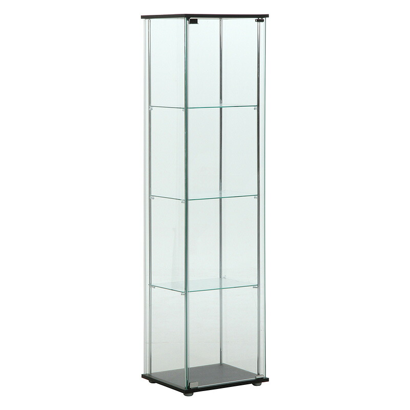 ガラスコレクションケース 4段 C/D96047 4953980960474 幅425 × 奥行365 × 高さ1620mm インテリア 強化ガラスケース 360度 全面ガラス製 オフィス 家具 シンプルデザイン 事務所 コレクション 大切 展示 キレイに 開放感 製品 陳列 棚 不二貿易|パーテーションラボ