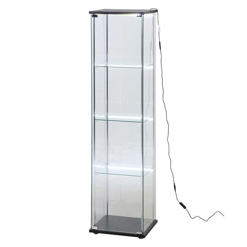 楽天市場】ガラスコレクションケース 4段 LED照明 背面ミラー BK 大型