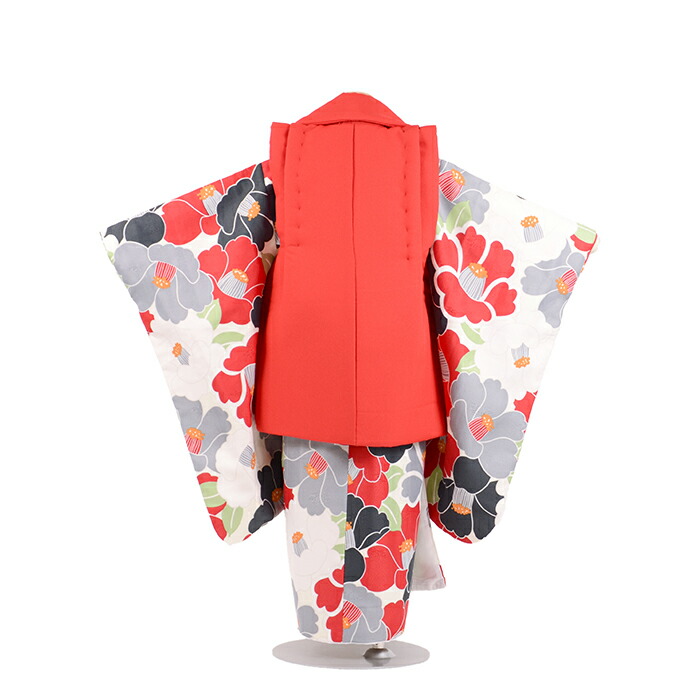 赤 つばき 女児 ボヌール 女の子 椿 三歳児 赤 花 大柄 三歳児 お参り 着物 3才 写真 セット 冠婚葬祭 晴れ着 和装 レンタル 753 女の子 乳児 桃の節句 お祝い 記念 レンタル 被布 女の子 3歳 七五三女児 被布セット