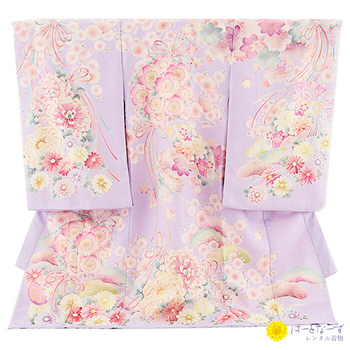 【賃借】お宮参り 産着 ラベンダー 花満開 花扇 金彩 槭樹 大菊 松 華徒然 うしろ帯 祝する映画化 賃借 もの言う花 赤んぼう 初着 御祭り よだれかけ かぶり笠 護身符 フルセット 0152【往復貨物輸送無料】【産着賃借】【きもの賃借】【賃借和装】