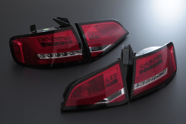 LED切れ水漏れ1年間保証付！ LED ライトバー テール レンズ レッド&クリスタル 08-12 AUDI A4 セダン B8系｜ＰＡＲＴＳ