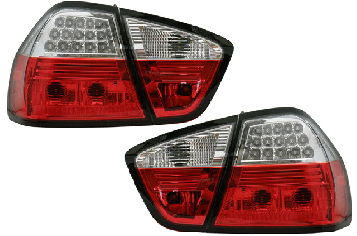 SONAR(ソナー) テールライト BMW 3シリーズ LED テール ランプ クローム インナー レッド＆クリスタル レンズ 05-08 BMW E90 3シリーズ 4ドア