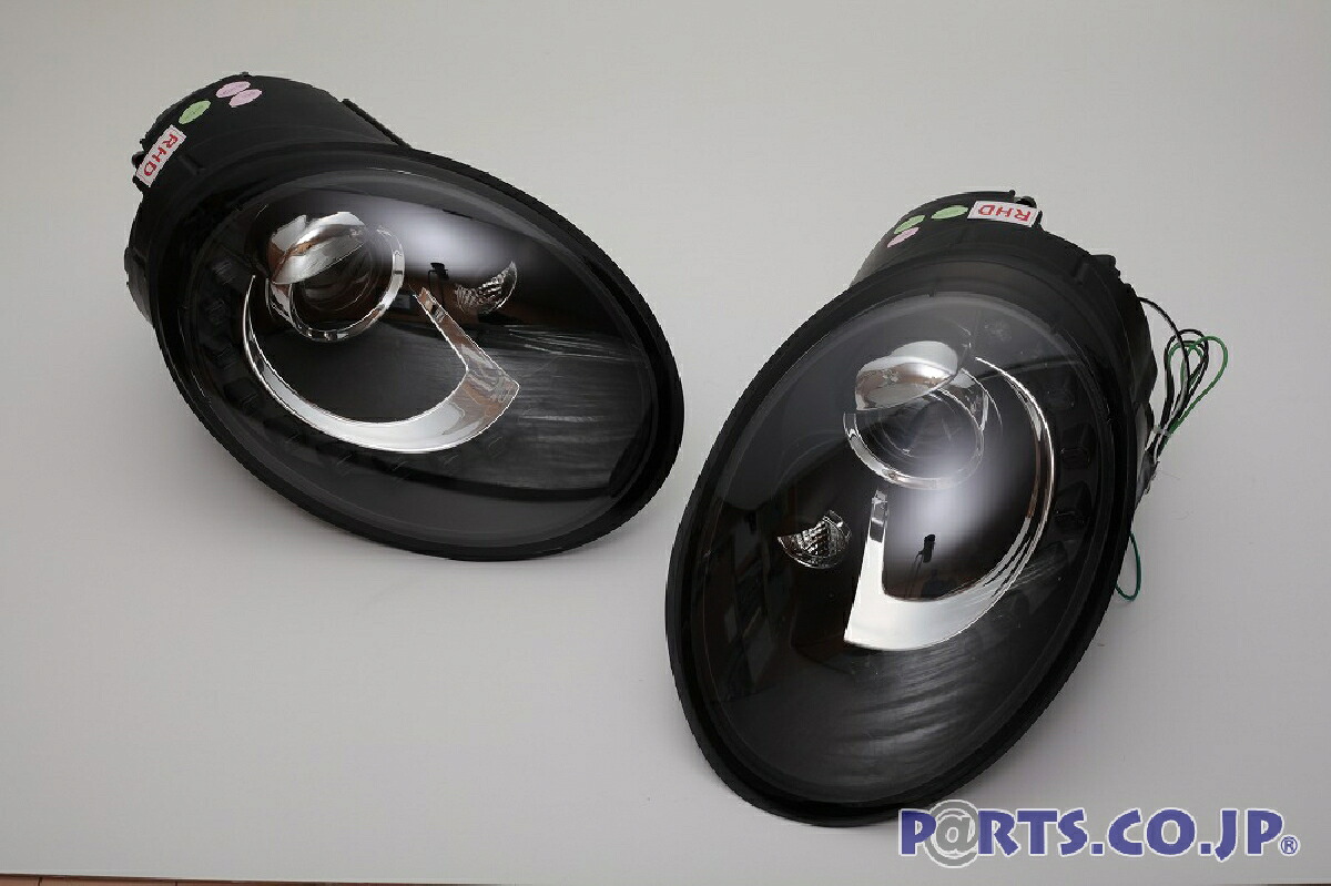 LED切れ水漏れ1年間保証付！The Beetle-Look?ハロゲンヘッドライト ブラックインナー 光軸調整用モーター付き '06-12 ニュービートル後期｜ＰＡＲＴＳ