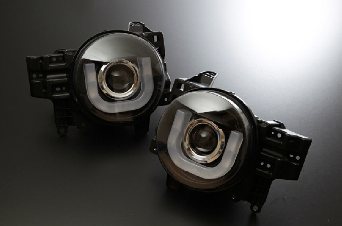 SONAR(ソナー) ヘッドライト トヨタ ＦＪクルーザー LED ホワイトライトバーDRLスタイル プロジェクター ヘッドライト ブラックインナー FJクルーザー GSJ15W 北米仕様車