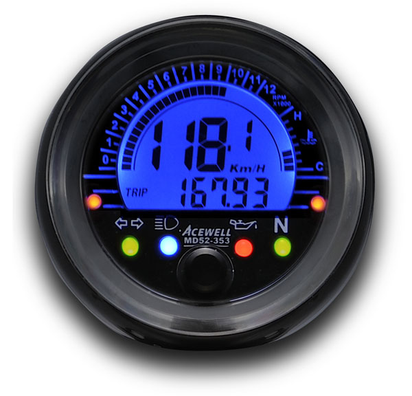 【7月24日出荷】ACEWELL 多機能デジタルメーター 12Vバッテリー装着車用 MD052-353|PartsBoxSystemJapan
