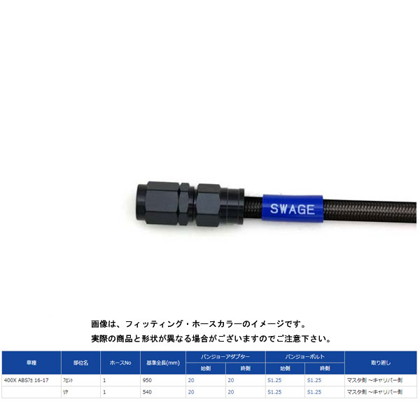 スウェッジライン フロントブレーキホースキット ブラック/ブラックホース 400X('16～'17) BAFB0019