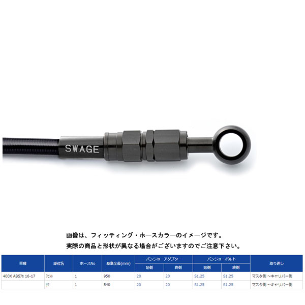 スウェッジライン フロントブレーキホースキット ステンレスブラック/ブラックホース 400X('16～'17) BTFB0019｜PartsBoxSystemJapan
