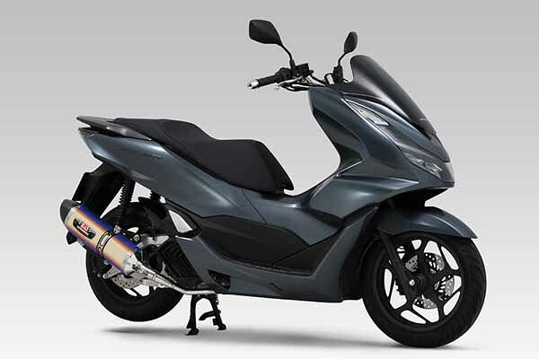 ヨシムラ PCX160(21-23) フルエキゾーストマフラー 機械曲R-77Sサイクロン EXPORT SPEC 政府認証 STBC チタンブルーカバー/カーボンエンドタイプ 110A-49G-5180B