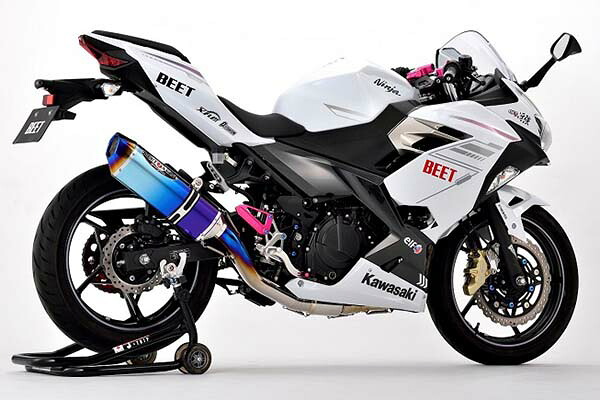【4月11日出荷】BEET(ビート) Ninja400(23年式) フルエキゾーストマフラー NASSERT Evolution Type2 ブルーチタンサイレンサー 0227-KH6-BL