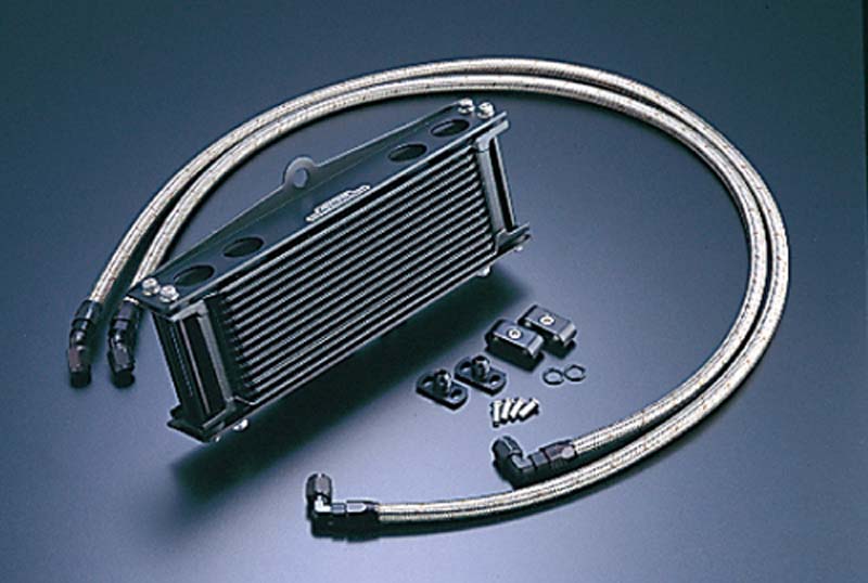 ACTIVE(アクティブ) ZEPHYR400 ZEPHYR400X カワサキ オイルクーラーキット(サイド廻し)ストレート ブラック ♯6 サーモ対応 AC14067913BC