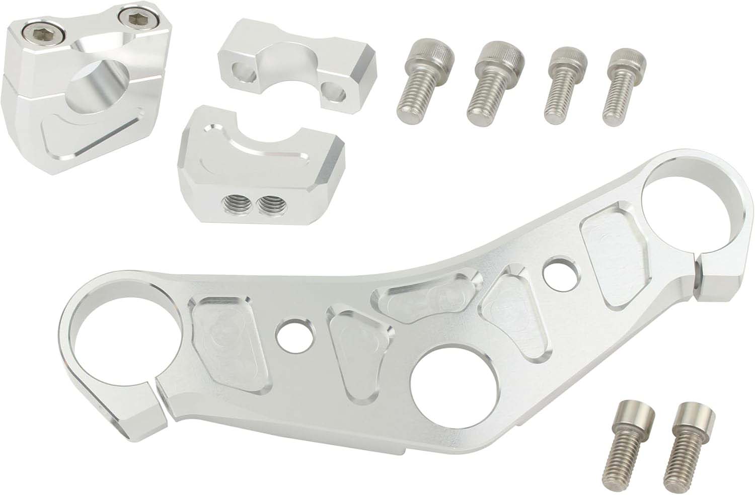 【8月1日出荷】シフトアップ APE50 APE100 ホンダ HONDA ビレットトップブリッジ クランプSET (アルミ削り出し シルバー) 201580-03｜PartsBoxSystemJapan