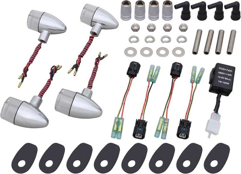 POSH Z900RS/CAF? ウインカーキット LED クラシカル 砲弾タイプウインカー車種専用キット メッキボディ／クリアーレンズ P132099-73