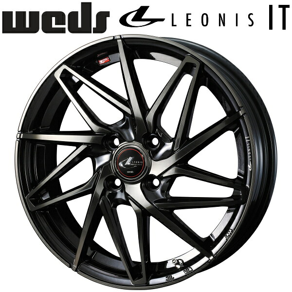 Weds LEONIS IT パールブラックミラーカット/チタントップ ホイール4本セット 5.5J-15インチ 4穴/PCD100 インセット+50 ハブ径:65φ 座面形状:M12 60°テーパー座専用【代引不可】