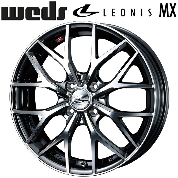 Weds LEONIS MX ブラックメタルコートミラーカット ホイール4本セット 6.0J-16インチ 4穴/PCD100 インセット+42 ハブ径:65φ 座面形状:M12 60°テーパー座専用【代引不可】