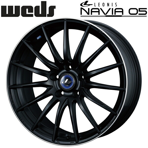Weds LEONIS NAVIA05 マットブラックリムポリッシュ ホイール4本セット 7.0J-17インチ 5穴/PCD114.3 インセット+53 ハブ径:73φ 座面形状:M12 60°テーパー座専用【代引不可】
