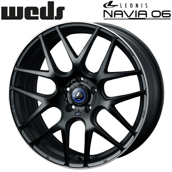 Weds LEONIS NAVIA06 マットブラックリムポリッシュ ホイール4本セット 7.0J-17インチ 5穴/PCD114.3 インセット+53 ハブ径:73φ 座面形状:M12 60°テーパー座専用【代引不可】