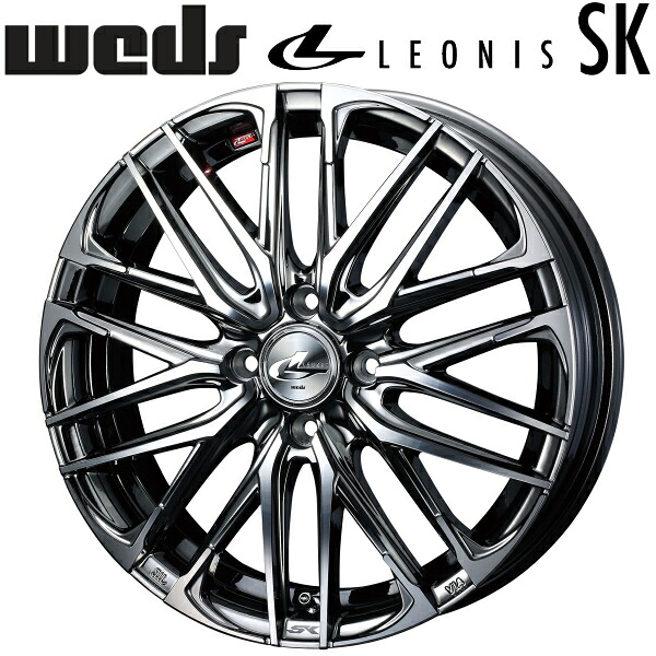 Weds LEONIS SK ブラックメタルコートミラーカット ホイール1本価格6.0J-16インチ 4穴/PCD100 インセット+42 ハブ径:65φ 座面形状:M12 60°テーパー座専用【代引不可】|PartsDepot