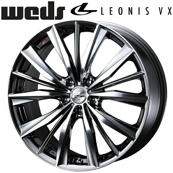 Weds LEONIS VX ブラックメタルコートミラーカット ホイール4本セット 7.0J-18インチ 5穴/PCD114.3 インセット+53 ハブ径:73φ 座面形状:M12 60°テーパー座専用【代引不可】