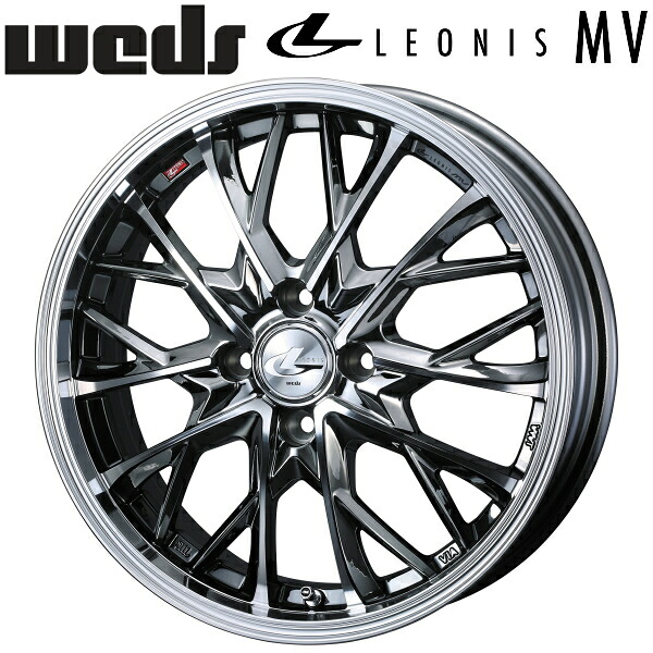 Weds LEONIS MV ブラックメタルコート/ミラーカット ホイール1本価格6.0J-16インチ 4穴/PCD100 インセット+42 ハブ径:65φ 座面形状:M12 60&deg;テーパー座専用【代引不可】｜PartsDepot