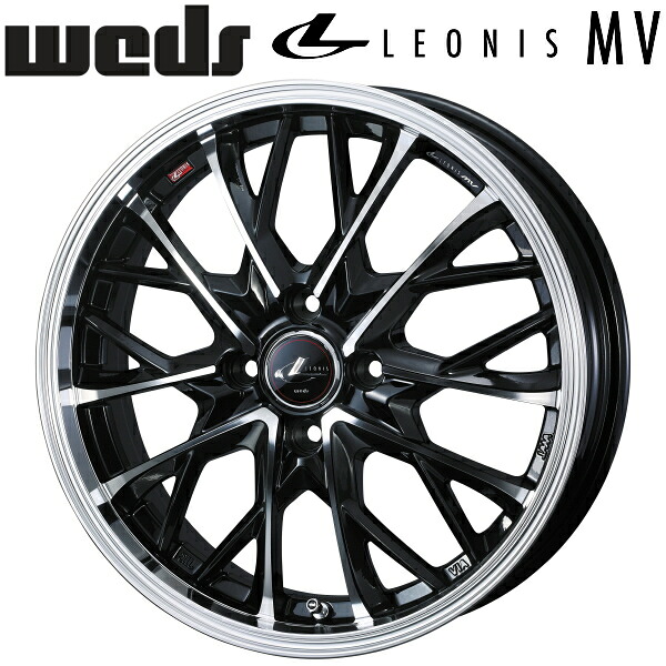 Weds LEONIS MV パールブラック/ミラーカット ホイール1本価格4.5J-15インチ 4穴/PCD100 インセット+45 ハブ径:65φ 座面形状:M12 60&deg;テーパー座専用【代引不可】｜PartsDepot