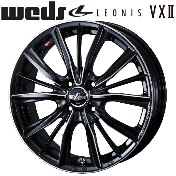 Weds LEONIS VX II ブラックSCマシニング ホイール1本価格 5.0J-16インチ 4穴/PCD100 インセット+45 ハブ径:65φ 座面形状:M12 60°テーパー座専用【代引不可】