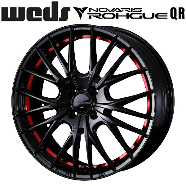 Weds NOVARIS ROHGUE QR ピアノブラック/レッドライン ホイール1本価格 4.5J-15インチ 4穴/PCD100 インセット+45 ハブ径:65φ 座面形状:M12 60°テーパー座専用【代引不可】