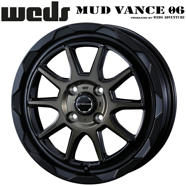 WEDS ADVENTURE MUD VANCE06 ブラックポリッシュブロンズクリア ホイール4本セット 4.5J-15インチ 4穴/PCD100 インセット+45 ハブ径:73φ 座面形状:M12 60°テーパー座専用【代引不可】
