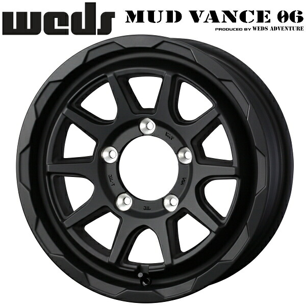 WEDS ADVENTURE MUD VANCE06 フルマットブラック ホイール1本価格 5.5J-16インチ 5穴/PCD139.7 インセット+22 ハブ径:110.5φ 座面形状:M12 60°テーパー座専用【代引不可】