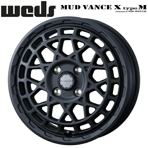 WEDS ADVENTURE MUD VANCE X Type M フルマットブラック ホイール1本価格 4.5J-15インチ 4穴/PCD100 インセット+45 ハブ径:73φ 座面形状:M12 60°テーパー座専用【代引不可】