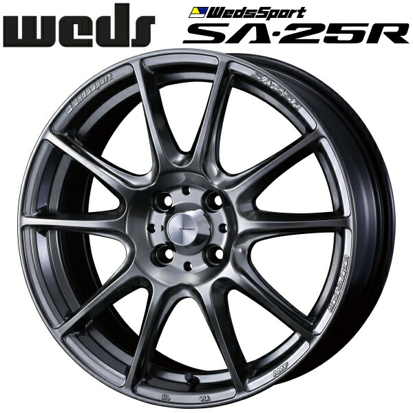WedsSport SA-25R プラチナシルバーブラック ホイール1本価格6.5J-16インチ 4穴/PCD100 インセット+38 ハブ径:65φ 座面形状:M12 60°テーパー座専用【代引不可】|PartsDepot