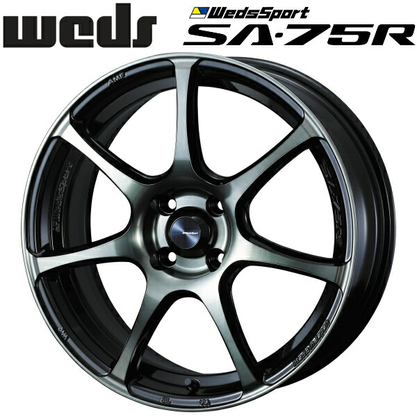 WedsSport SA-75R ウォースブラッククリアー ホイール4本セット 6.5J-16インチ 4穴/PCD100 インセット+50 ハブ径:65φ 座面形状:M12 60°テーパー座専用【代引不可】
