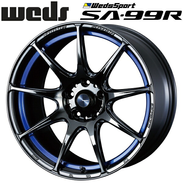 WedsSport SA-99R ブルーライトクロームII ホイール4本セット 8.0J-18インチ 5穴/PCD114.3 インセット+42 ハブ径:73φ 座面形状:M12 60°テーパー座専用【代引不可】