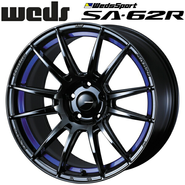 WedsSport SA-62R ブルーライトクロームII ホイール4本セット 8.0J-18インチ 5穴/PCD114.3 インセット+42 ハブ径:73φ 座面形状:M12 60°テーパー座、M14 60°テーパー座【代引不可】