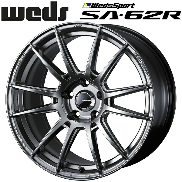 WedsSport SA-62R プラチナシルバーブラック ホイール1本価格9.5J-18インチ 5穴/PCD100 インセット+45 ハブ径:65φ 座面形状:M12 60&deg;テーパー座、M14 60&deg;テーパー座【代引不可】｜PartsDepot