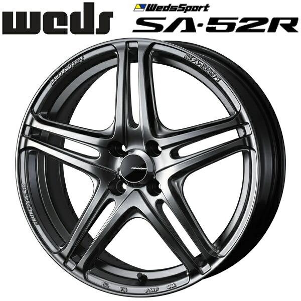 WedsSport SA-52R プラチナシルバーブラック ホイール1本価格6.5J-16インチ 4穴/PCD100 インセット+42 ハブ径:65φ 座面形状:M12 60°テーパー座専用【代引不可】|PartsDepot
