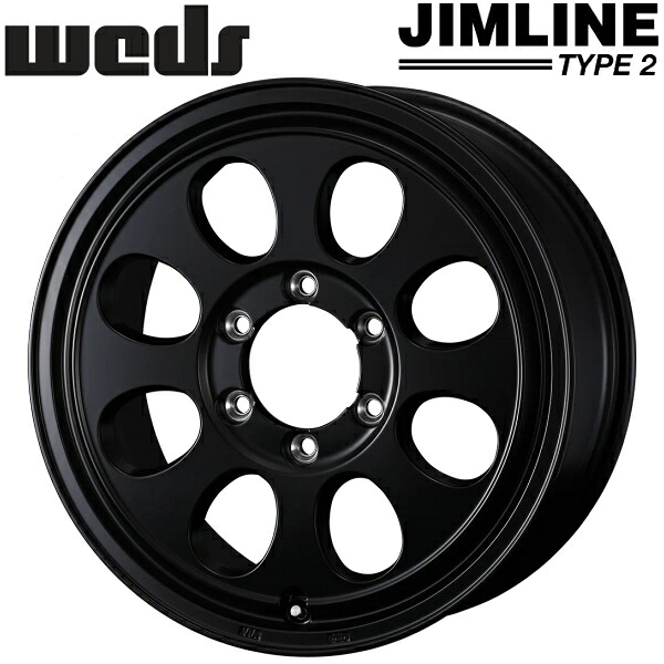 Weds JIMLINE TYPE2 マットブラック ホイール1本価格 7.5J-18インチ 6穴/PCD139.7 インセット+62 ハブ径:110.5φ 座面形状:M12 60°テーパー座、M14 60°テーパー座【代引不可】