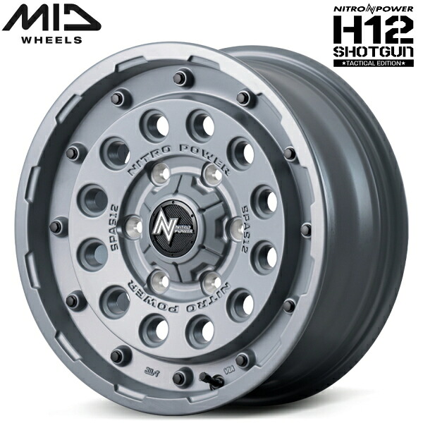 MID NITRO POWER H12 SHOTGUN Tactical Edition ホイール4本Set セミグロスコンクリート 5.5J-16インチ 5穴/PCD139.7 インセット+20【送料無料・代引不可】