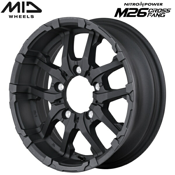 MID NITRO POWER M26 CROSS FANG ホイール1本価格 ブラストブラック 5.5J-16インチ 5穴/PCD139.7 インセット+20【代引不可】