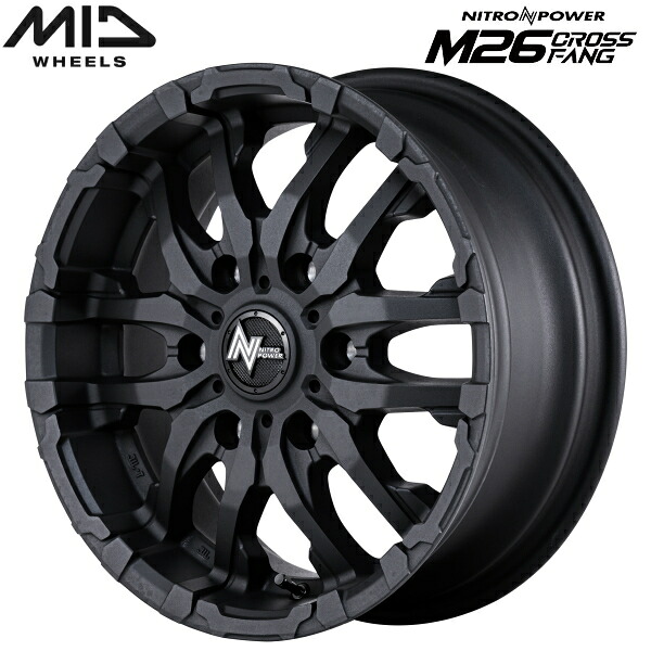 MID NITRO POWER M26 CROSS FANG ホイール1本価格 ブラストブラック6.5J-16インチ 6穴/PCD139.7 インセット+38【代引不可】|PartsDepot