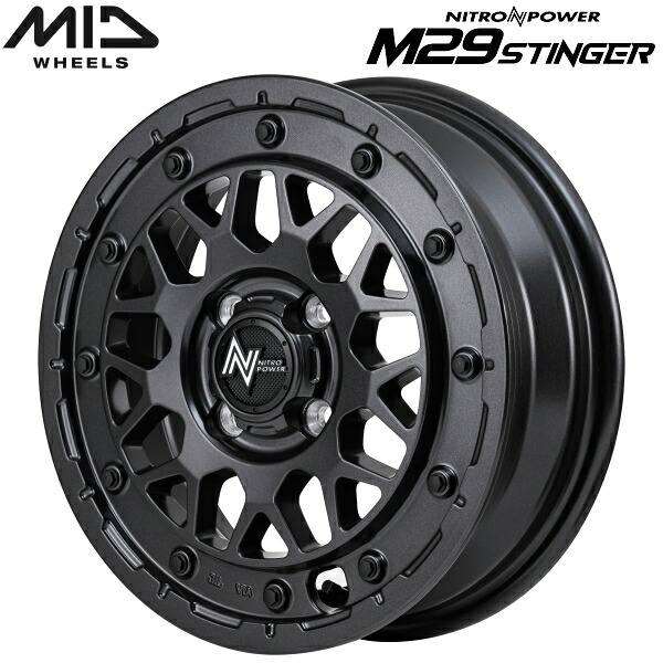 MID NITRO POWER S5 VECTOR ホイール4本Set バレルブラック 5.5J-16インチ 5穴/PCD139.7 インセット+20【送料無料・代引不可】