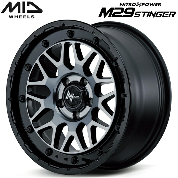 MID NITRO POWER M29 STINGER ホイール4本Set セミグロスブラッククリア 7.0J-18インチ 5穴/PCD114.3 インセット+40【送料無料・代引不可】