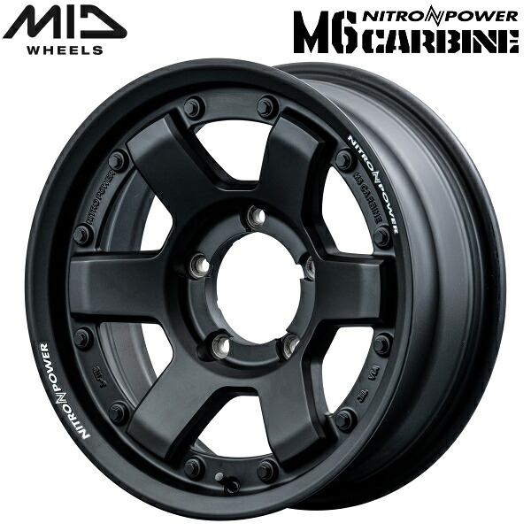 MID NITRO POWER M6 CARBINE ホイール4本Set ガンブラック 5.5J-16インチ 5穴/PCD139.7 インセット+20【送料無料・代引不可】
