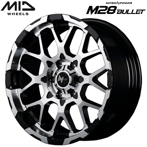 MID NITRO POWER M28 BULLET ホイール1本価格 ブラック/ミラーカット6.5J-16インチ 6穴/PCD139.7 インセット+38【代引不可】|PartsDepot