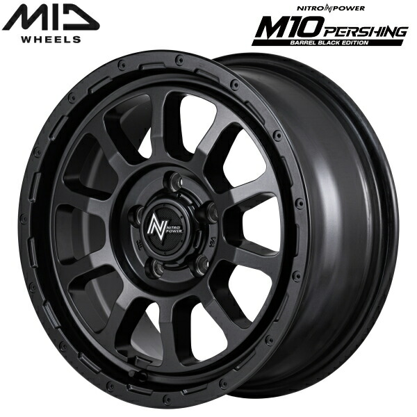MID NITRO POWER M10 PERSHING BARREL BLACK EDITION ホイール1本価格 バレルブラック 7.0J-16インチ 5穴/PCD114.3 インセット+40【代引不可】