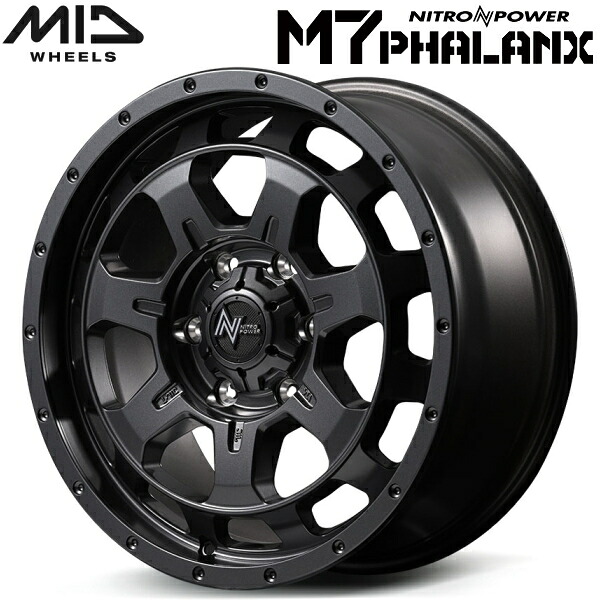 MID NITRO POWER M7 PHALANX 4本Set バレルブラック7.5J-17インチ 6穴/PCD139.7 インセット+45【送料無料・代引不可】|PartsDepot
