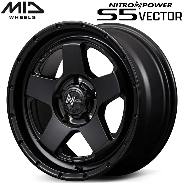 MID NITRO POWER S5 VECTOR ホイール1本価格 バレルブラック 7.5J-17インチ 5穴/PCD127 インセット+40【代引不可】