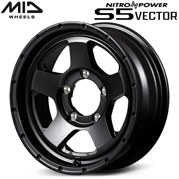 MID NITRO POWER S5 VECTOR ホイール4本Set バレルブラック5.5J-16インチ 5穴/PCD139.7 インセット+20【送料無料・代引不可】|PartsDepot