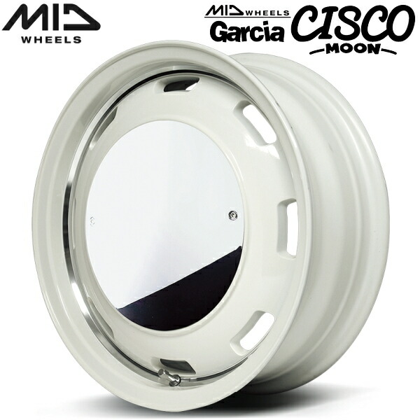 MID WHEELS Garcia CISCO MOON ホイール4本Set オールドイングリッシュホワイト+リムヴァーレイポリッシュ4.5J-14インチ 4穴/PCD100 インセット+45【送料無料・代引不可】|PartsDepot
